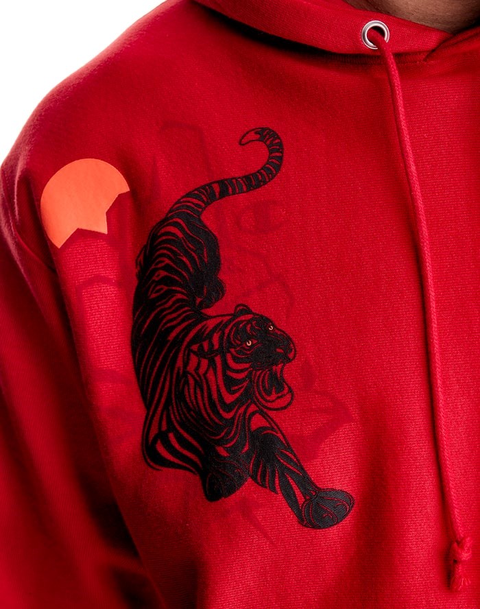 Champion Reverse Weave Sprawling Tiger Hoodie Herr Röda | 9504827-AY