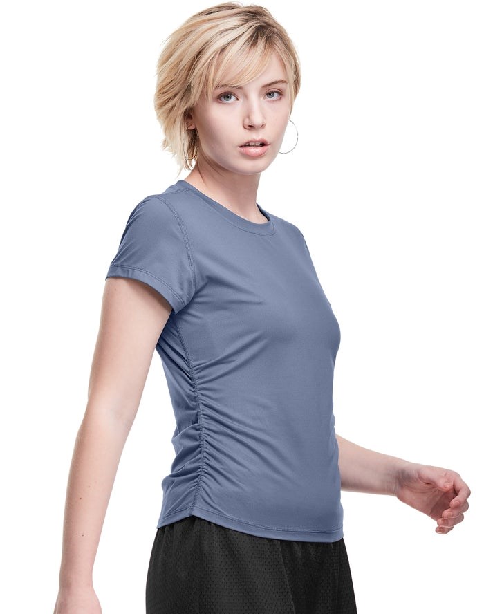 Champion Soft Touch Ruched Side T-shirt Dam Blå | 4317280-XC