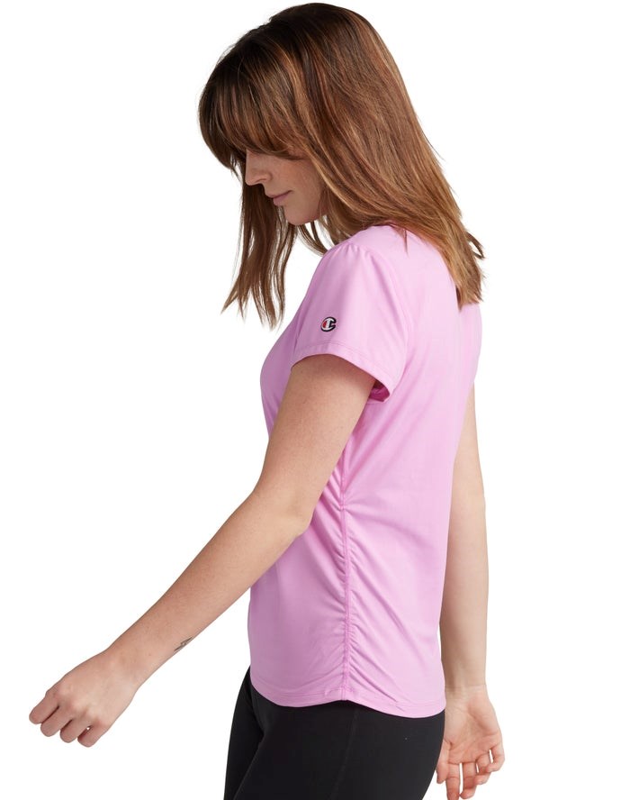 Champion Soft Touch Ruched Side T-shirt Dam Rosa | 4381675-IG