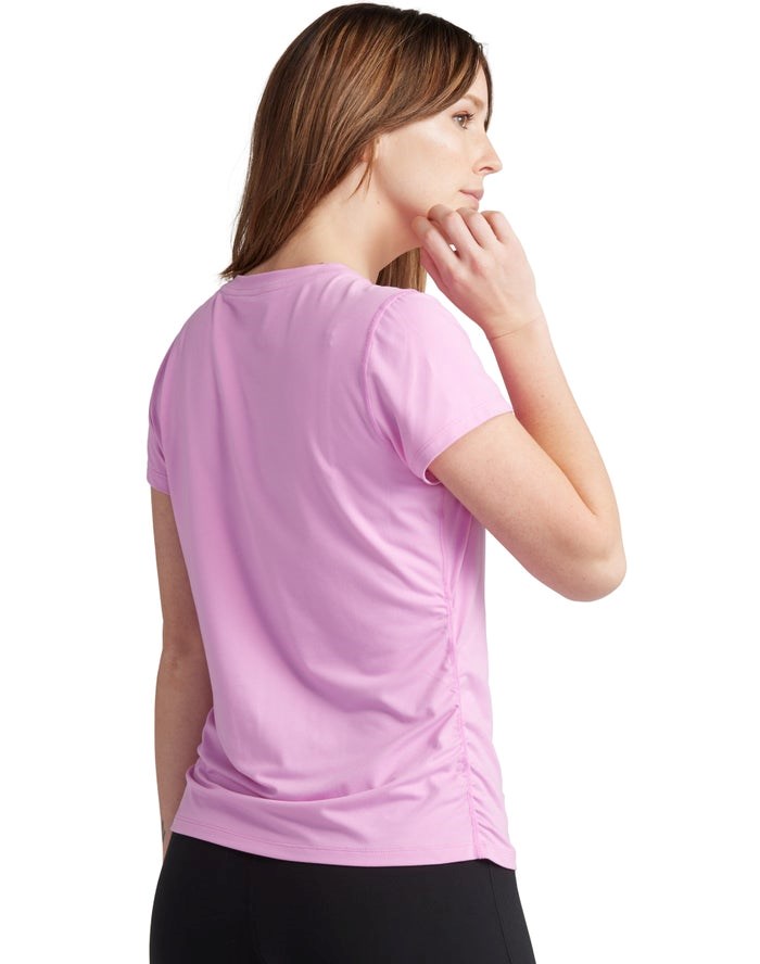 Champion Soft Touch Ruched Side T-shirt Dam Rosa | 4381675-IG