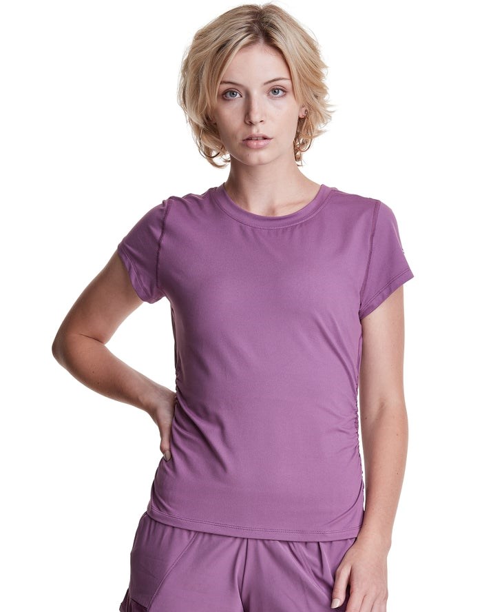 Champion Soft Touch Ruched Side T-shirt Dam Lila | 5641987-VJ