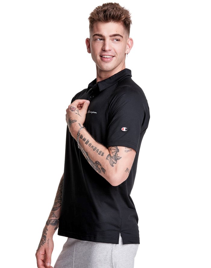 Champion Sport Polo T-shirt Herr Svarta | 1068539-QD