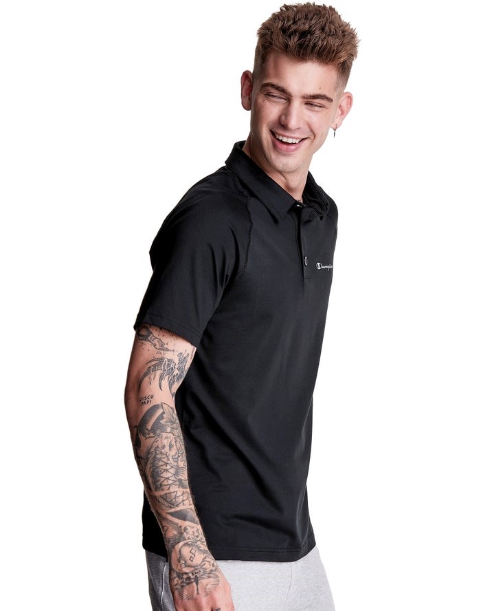 Champion Sport Polo T-shirt Herr Svarta | 1068539-QD