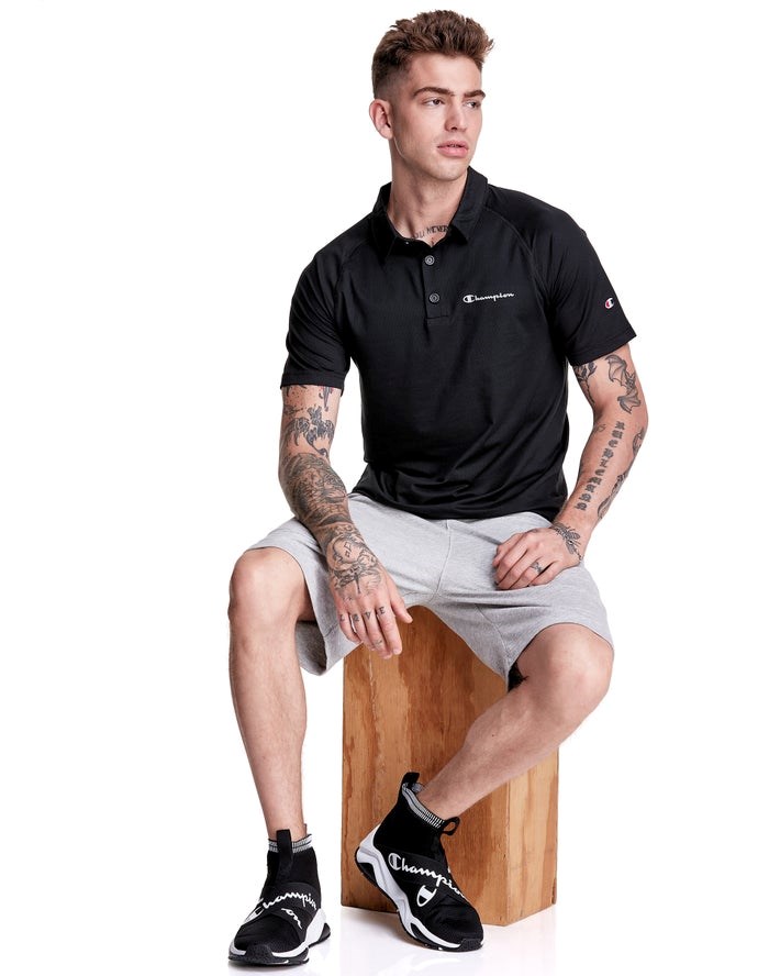 Champion Sport Polo T-shirt Herr Svarta | 1068539-QD