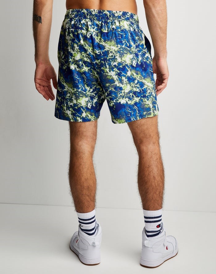 Champion Sport Print No Liner Shorts Herr Blå Gröna | 9628074-OY