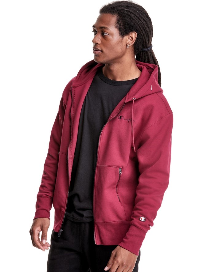 Champion Tech Weave Full Zip Script Logo Hoodie Herr Röda | 2604371-BX