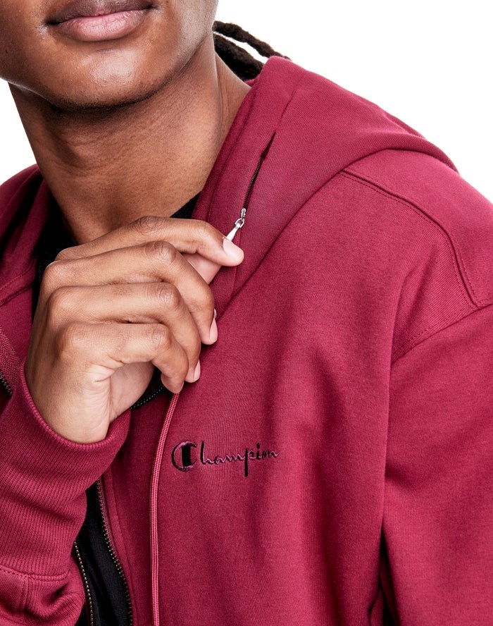 Champion Tech Weave Full Zip Script Logo Hoodie Herr Röda | 2604371-BX