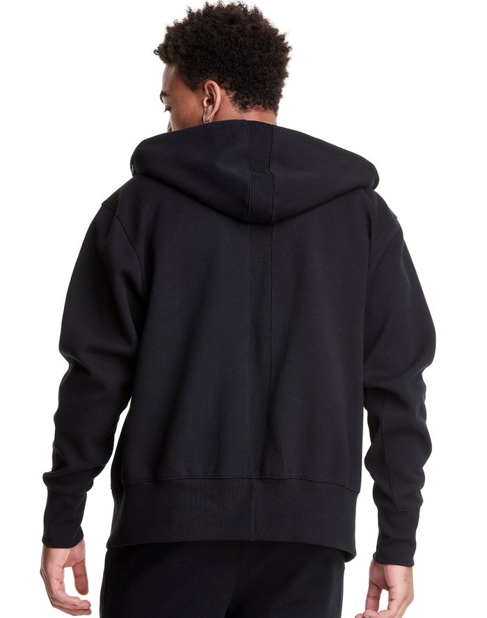 Champion Tech Weave Full Zip Script Logo Hoodie Herr Svarta | 9416853-ZT