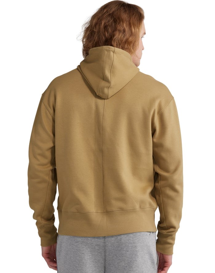 Champion Tech Weave Script Logo Hoodie Herr Khaki | 1694723-KH