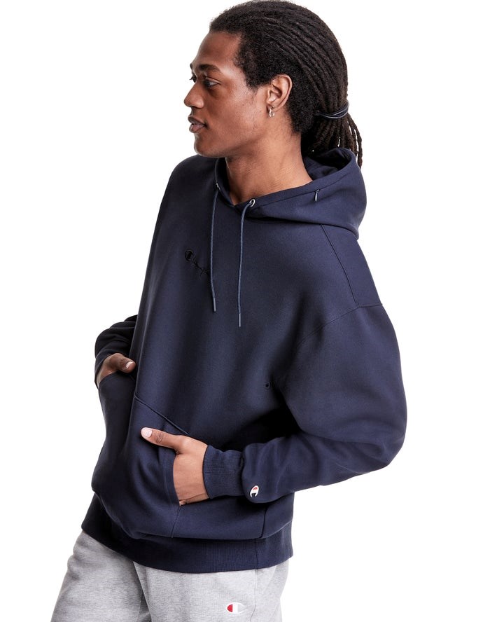 Champion Tech Weave Script Logo Hoodie Herr Marinblå | 2368015-MC