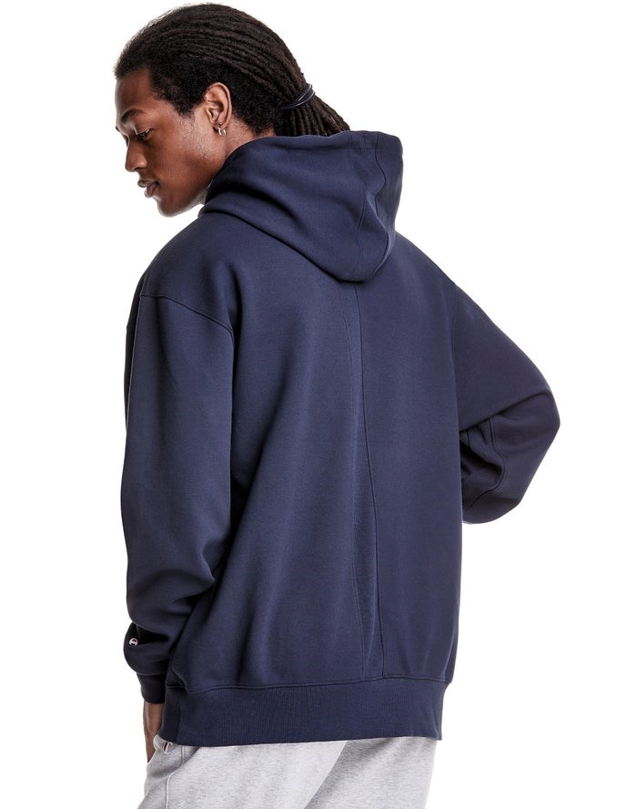 Champion Tech Weave Script Logo Hoodie Herr Marinblå | 2368015-MC