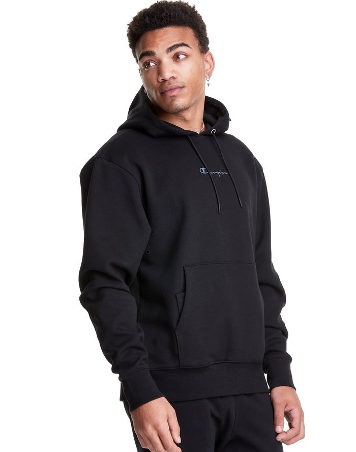 Champion Tech Weave Script Logo Hoodie Herr Svarta | 3185769-JN