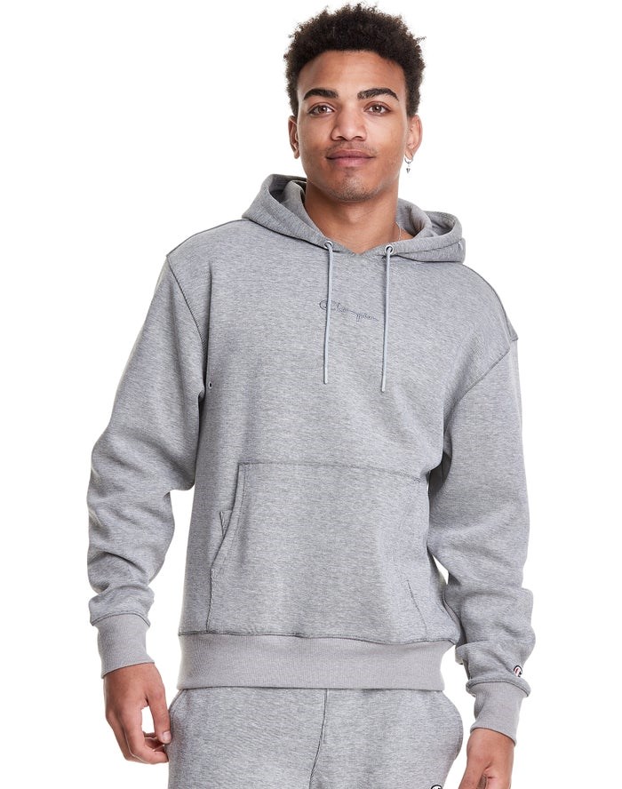 Champion Tech Weave Script Logo Hoodie Herr Grå | 9564102-QF