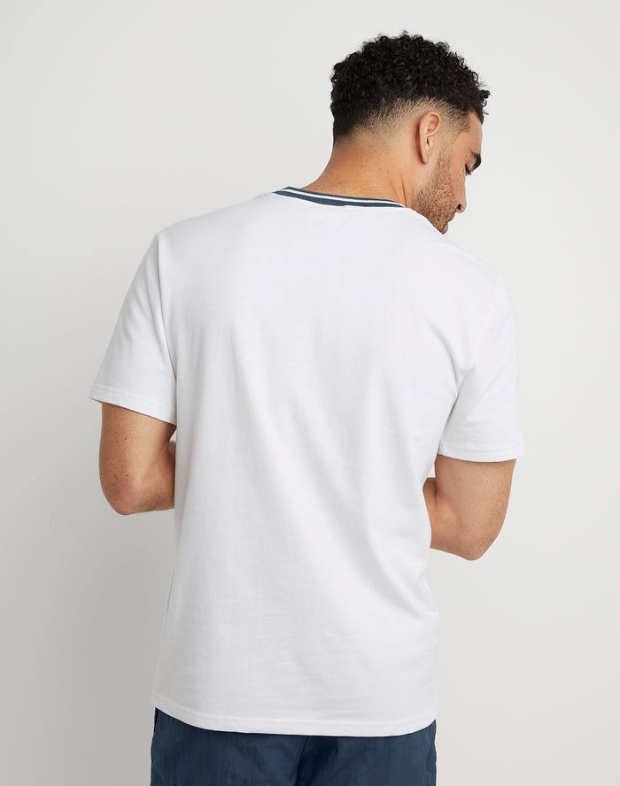 Champion Tipped Collar Pocket Embroidered Script Logo T-shirt Herr Vita | 3718245-DX