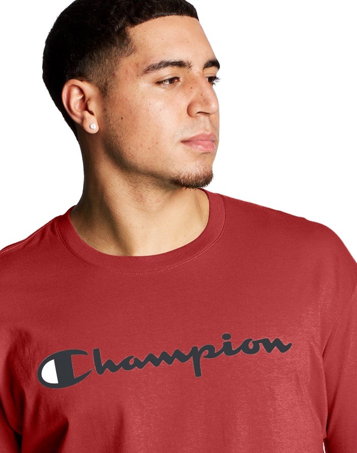 Champion Tryck Jersey Script Logo T-shirt Herr Röda | 0176532-NS