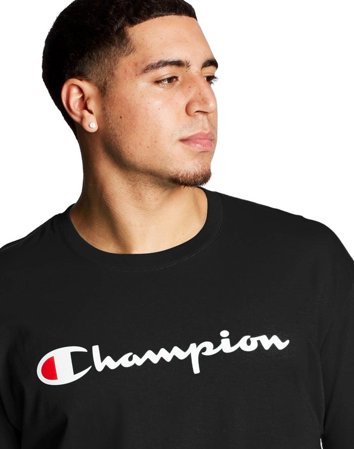 Champion Tryck Jersey Script Logo T-shirt Herr Svarta | 8957604-TY