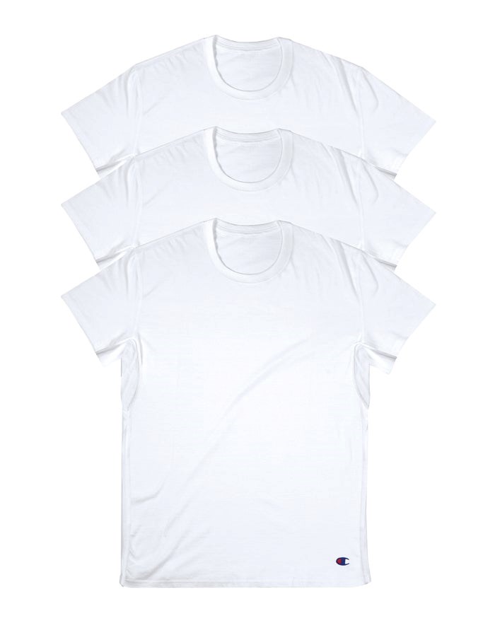 Champion Vented Crew Undershirts 3-Pack T-shirt Herr Vita | 9614082-OZ