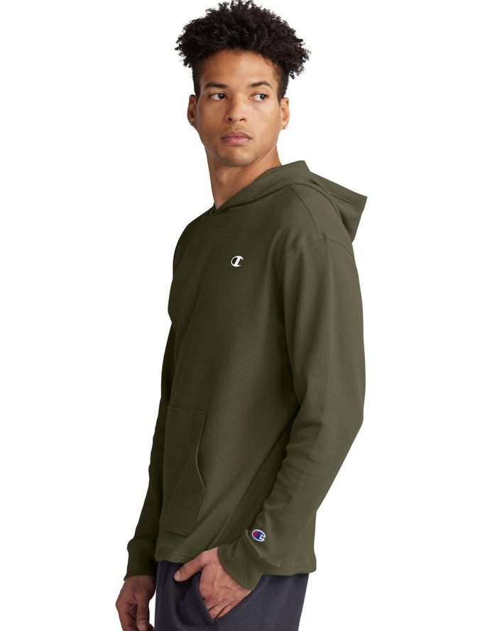 Champion Waffle Hoodie Herr Olivgröna | 8421357-BM