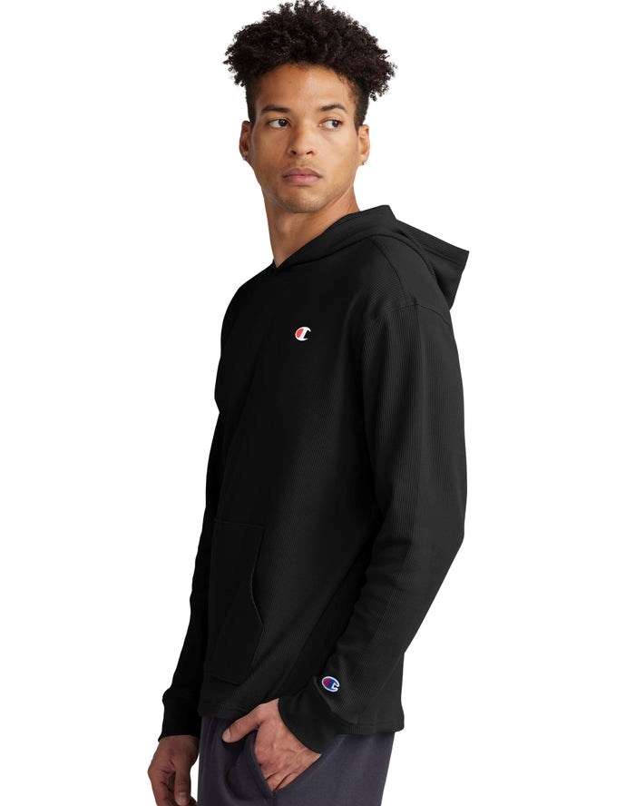 Champion Waffle Hoodie Herr Svarta | 4965871-AM