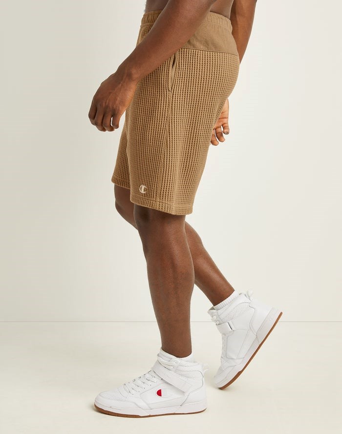 Champion Waffle Shorts Herr Khaki | 4612078-ON