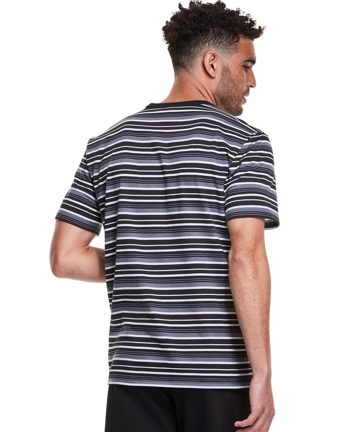 Champion Yarn-Dye Stripe C Logo T-shirt Herr Svarta Grå | 5234867-HV